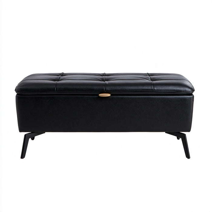 Banc coffre rembourré aux lignes épurées, coloris noir