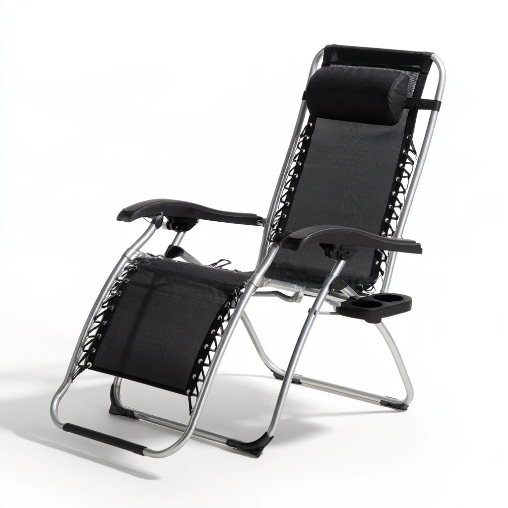 Fauteuil relax zéro gravité aux lignes épurées, coloris argenté et noir