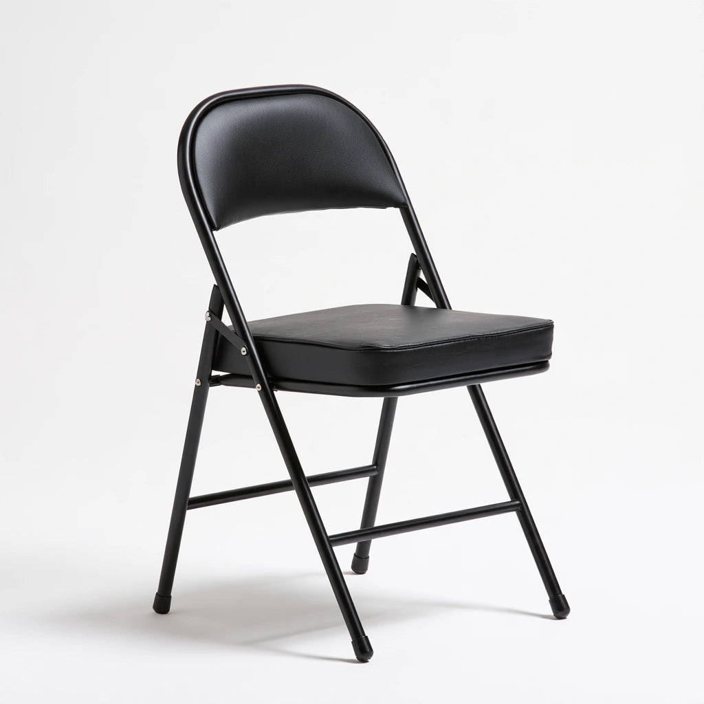 Chaise pliante aux lignes épurées, coloris noir
