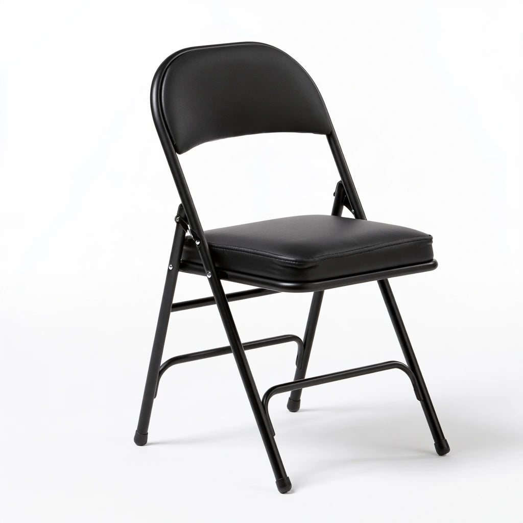 Chaise pliante aux lignes épurées, coloris noir