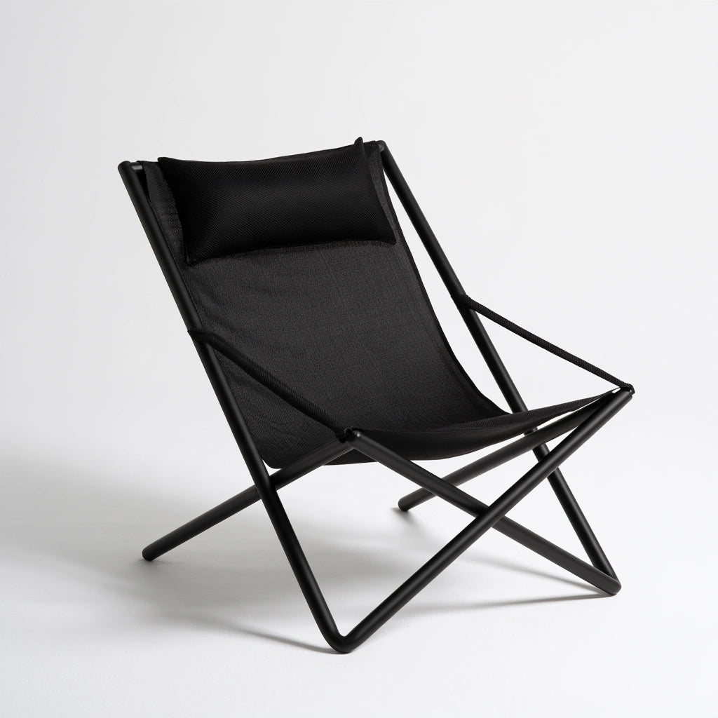 Fauteuil relax pliant aux lignes épurées, coloris noir