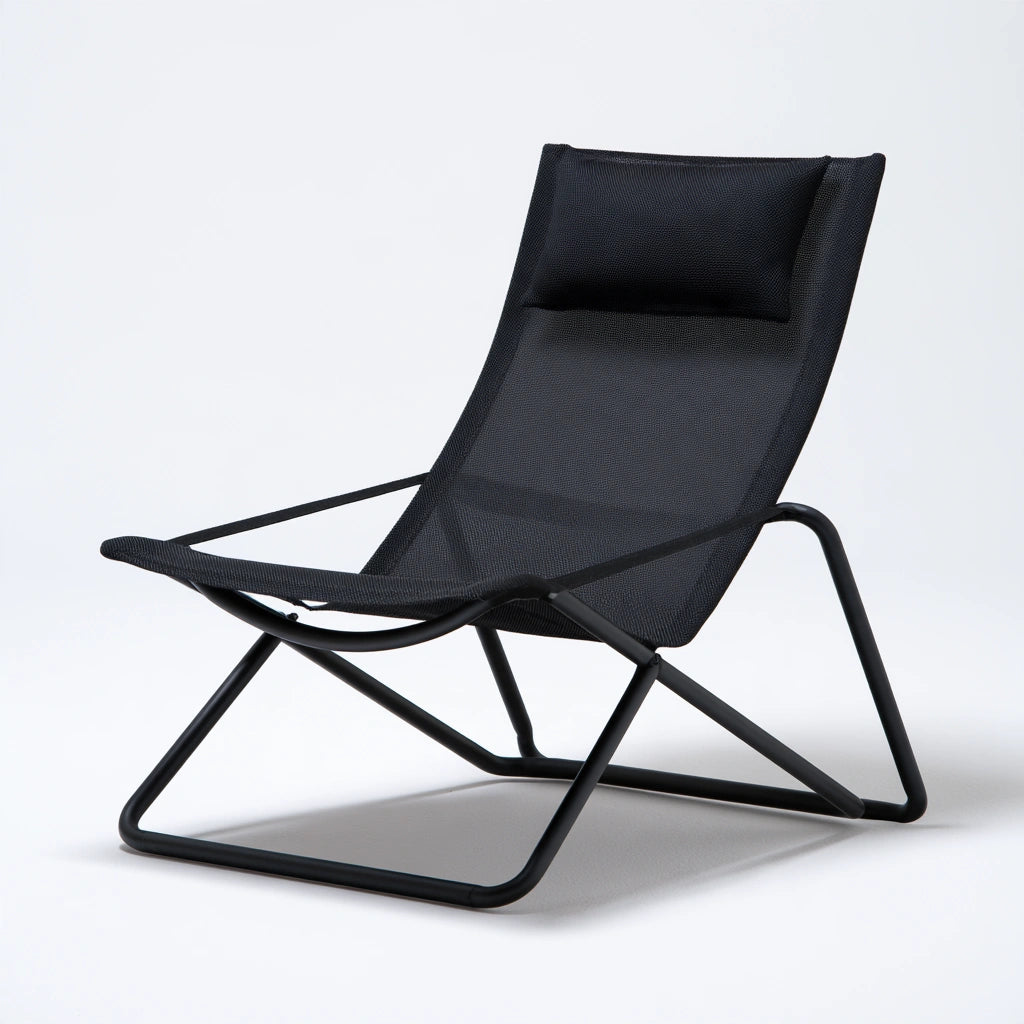 Fauteuil relax pliant aux lignes épurées, coloris noir