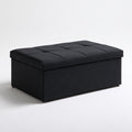 Banc coffre rembourré aux lignes épurées pliant, coloris noir