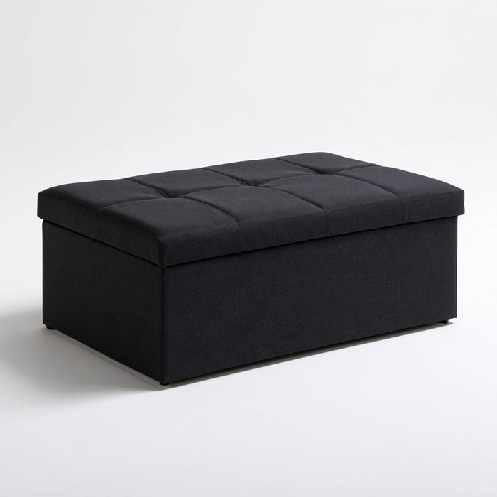 Banc coffre rembourré aux lignes épurées pliant, coloris noir