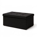 Banc coffre rembourré aux lignes épurées pliant, coloris noir
