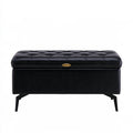 Banc coffre rembourré aux lignes épurées, coloris noir