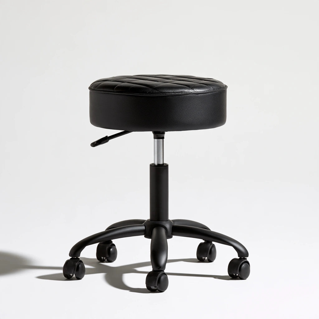 Tabouret pivotant sur roulettes aux lignes épurées, coloris noir