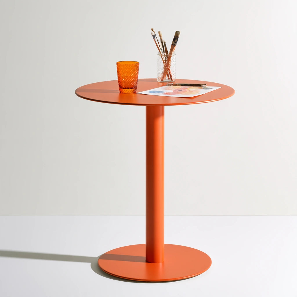 Table bistrot en métal, coloris orange