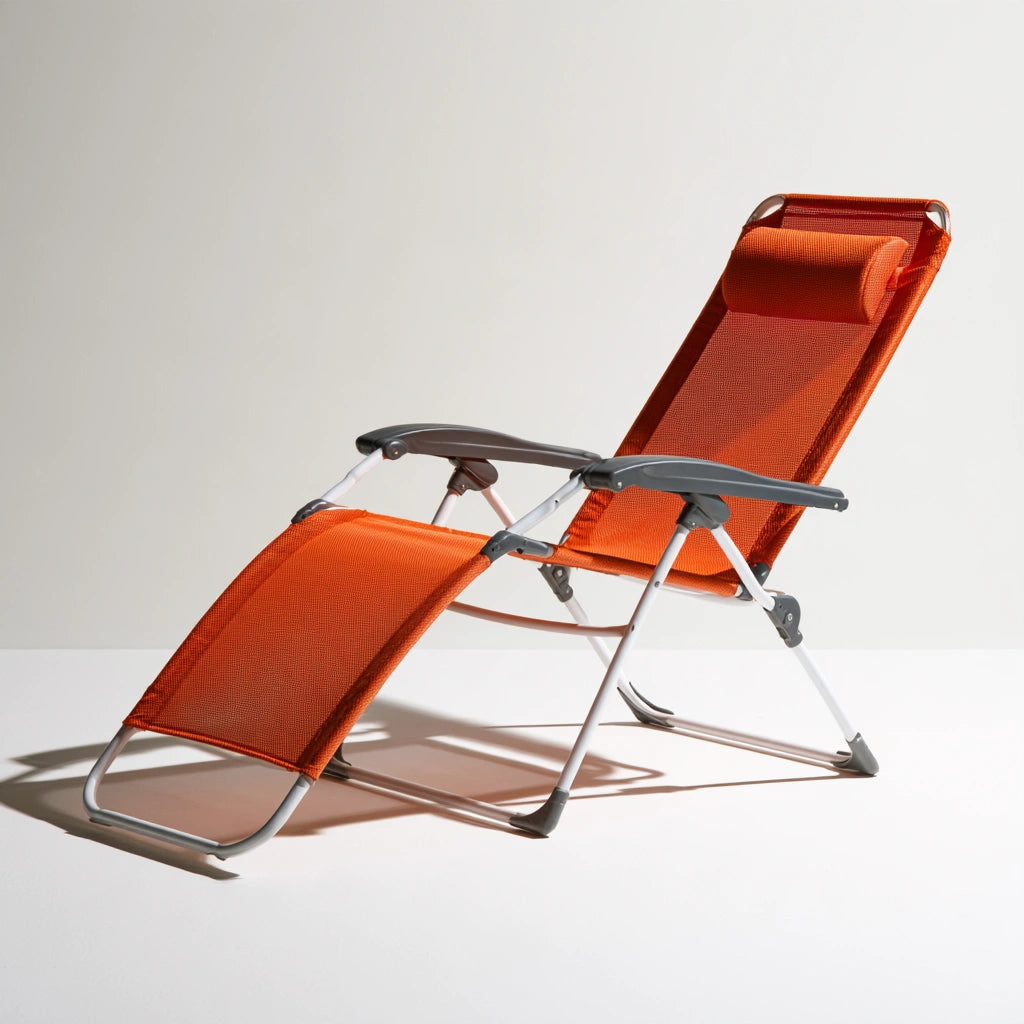 Fauteuil relax inclinable aux lignes épurées, coloris orange et blanc